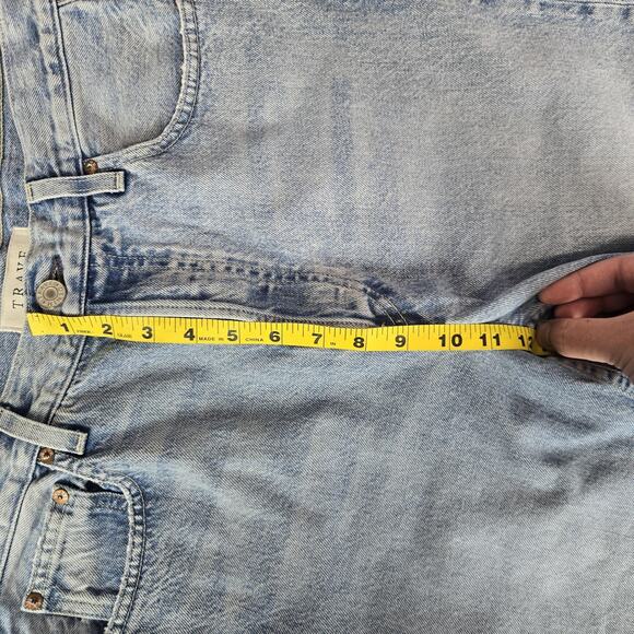 Trave Jeans 30 Harper Crop Straight High Rise Raw Hem Button Fly Grunge Denim - Picture 10 of 12